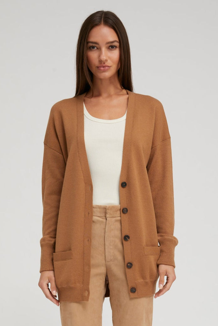 Praline Cashmere Boyfriend Cardigan
