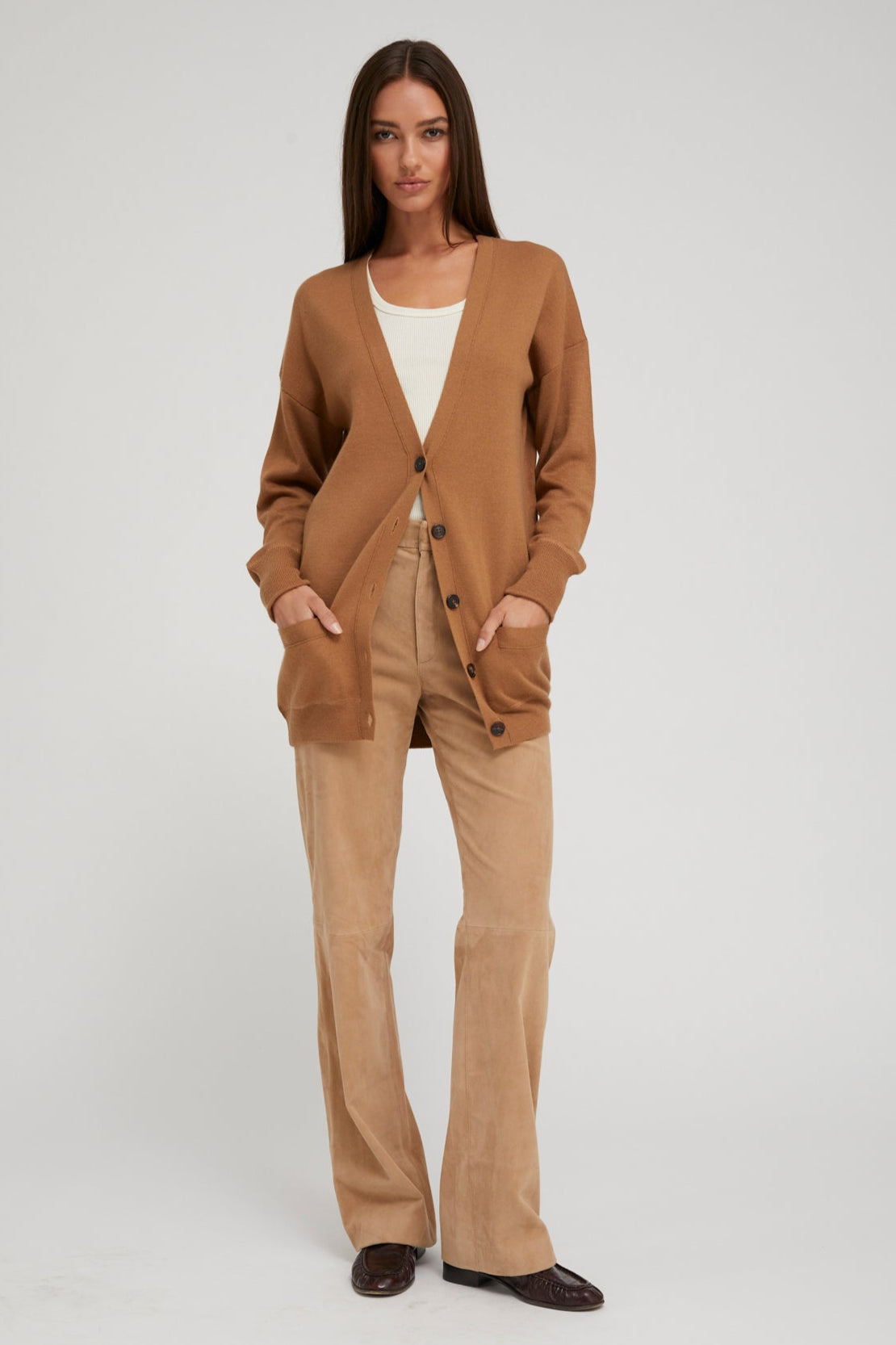 Praline Cashmere Boyfriend Cardigan
