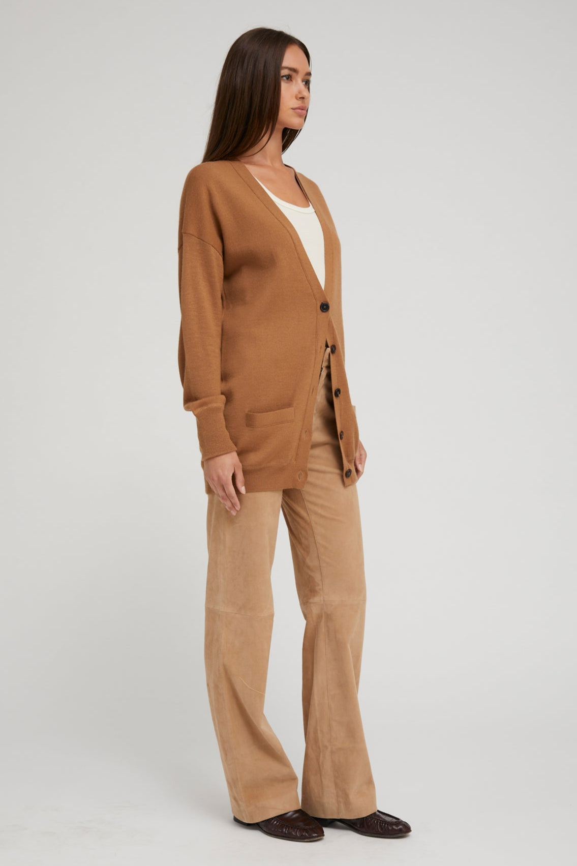 Praline Cashmere Boyfriend Cardigan