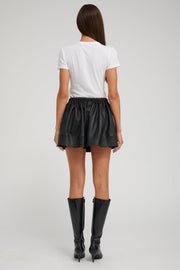 Black Leather Bell Mini Skirt