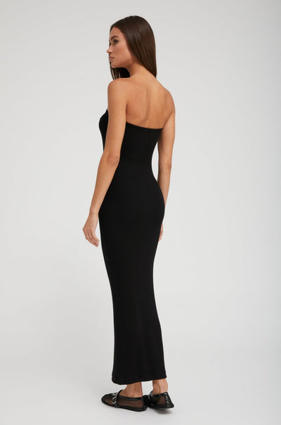 Black Rib Tube Dress