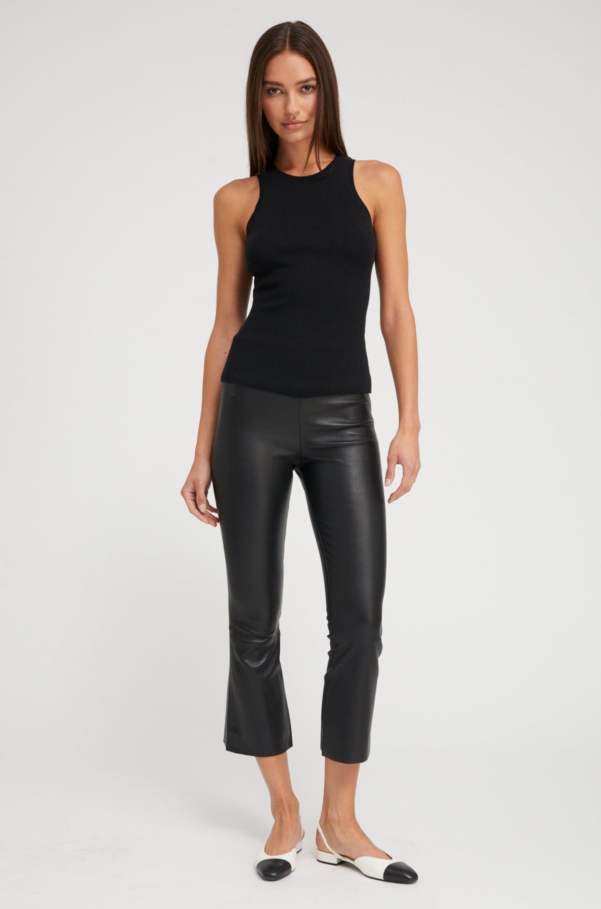 Black Leather Crop Flare