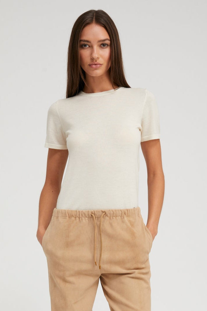 Chalk Ultra Fine Cashmere Tee