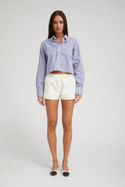 Blue Striped Cropped Button Down
