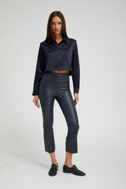 Midnight Leather Crop Flare