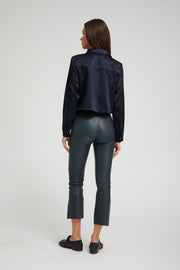 Midnight Leather Crop Flare