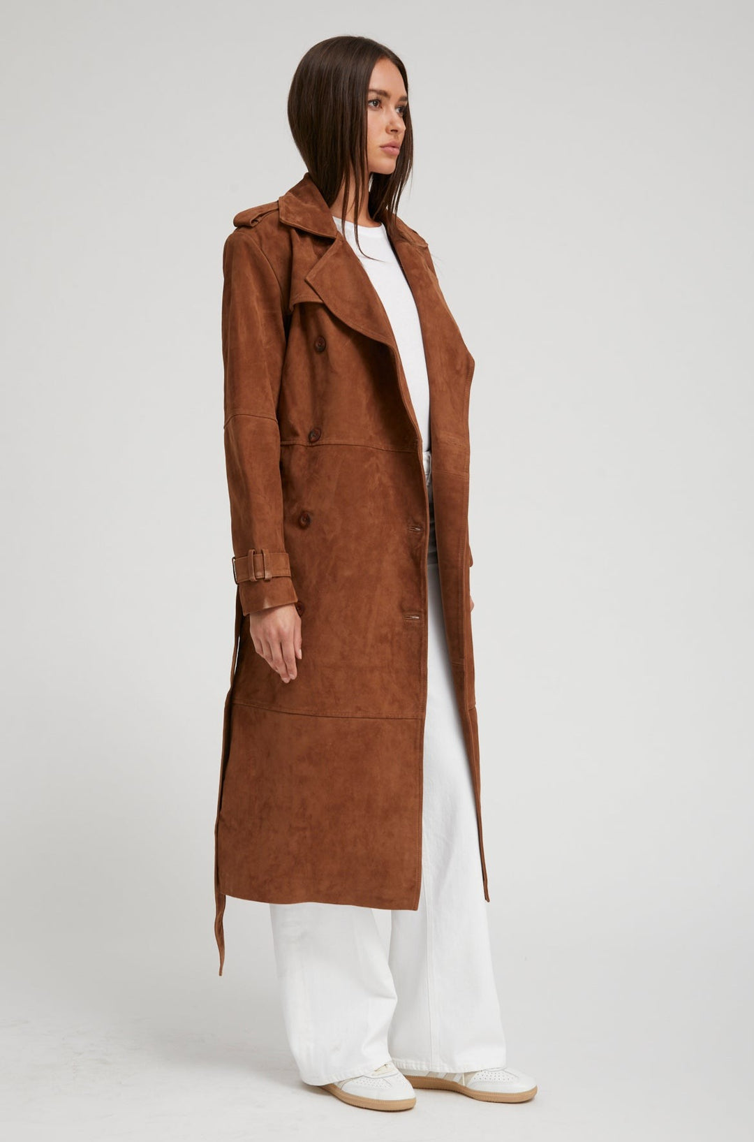 SUEDE TRENCH COAT DARK COGNAC – SPRWMN SUEDE TRENCH COAT DARK COGNAC – SPRWMN