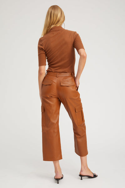 Chestnut Rib Mid Sleeve Polo Top