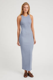Steel Blue Rib Racer Maxi Dress