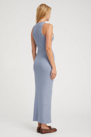 Steel Blue Rib Racer Maxi Dress