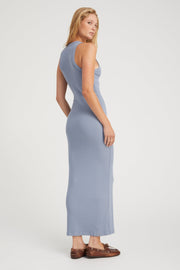 Steel Blue Rib Racer Maxi Dress
