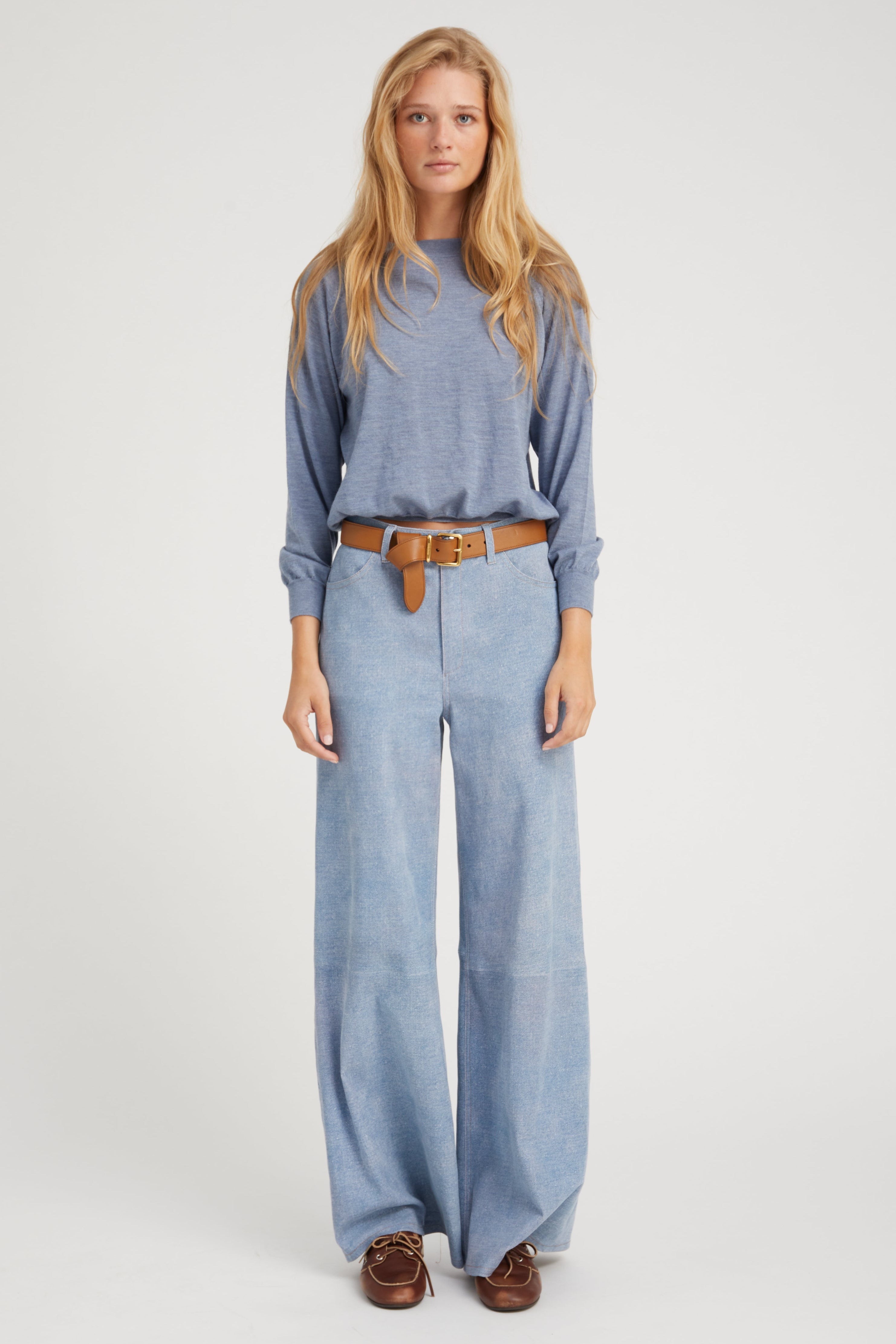 Steel Blue Cashmere Raglan Sweater