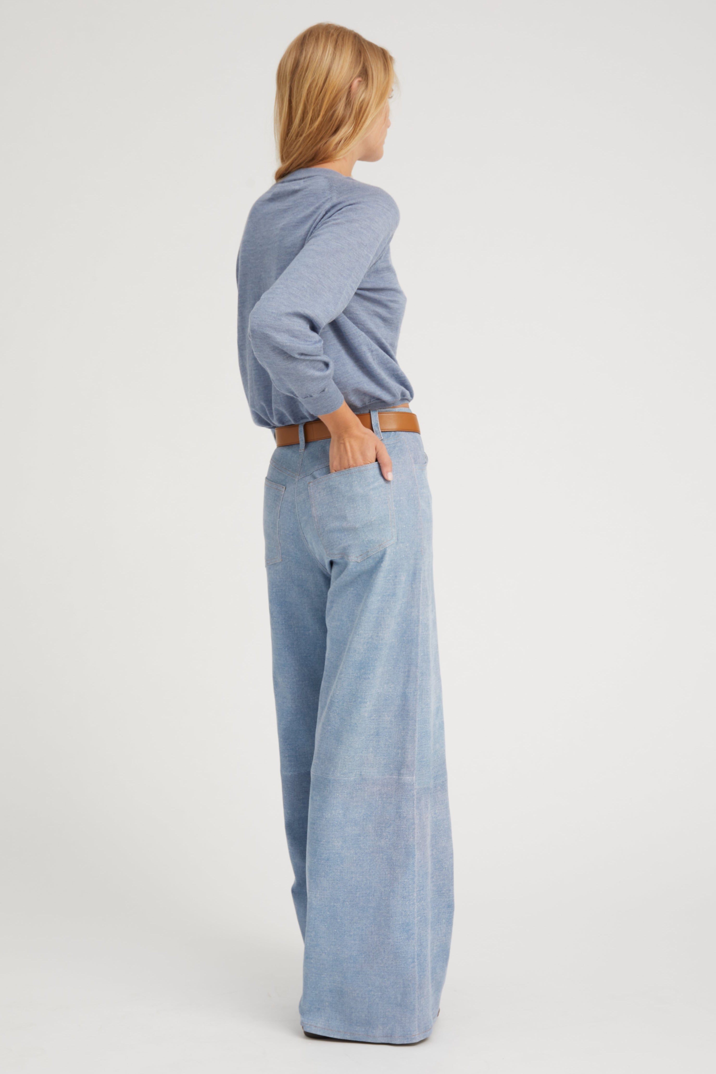 Steel Blue Cashmere Raglan Sweater