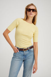 Lemon Tart Cashmere Mid Sleeve Crewneck