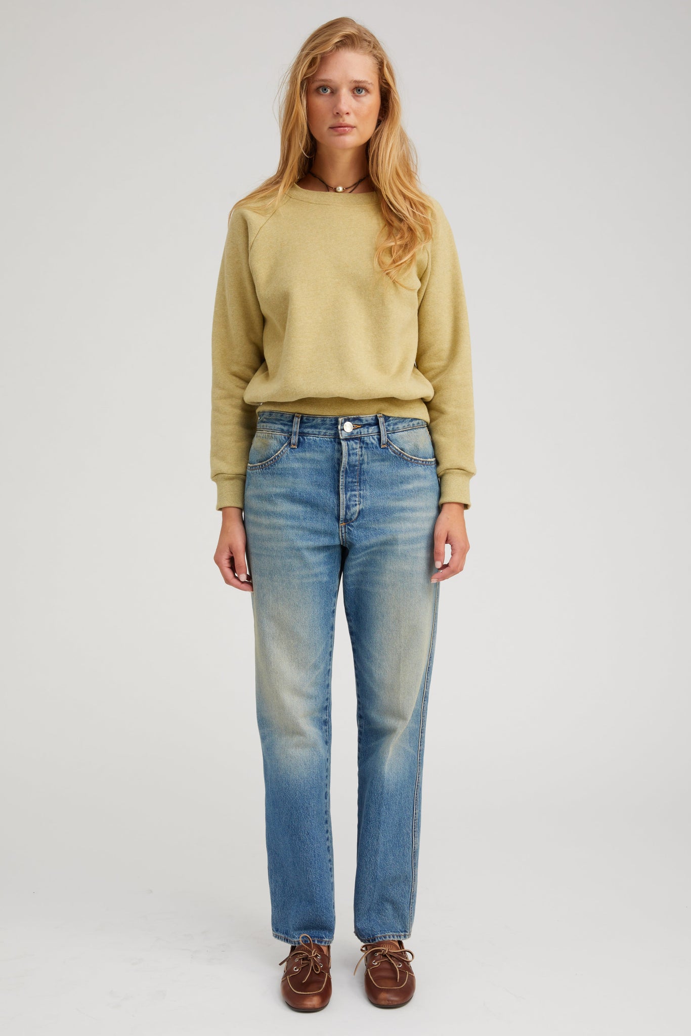 Pistachio Melange Shrunken Raglan Sweatshirt