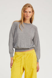 Grey Cashmere Long Sleeve Raglan Sweater