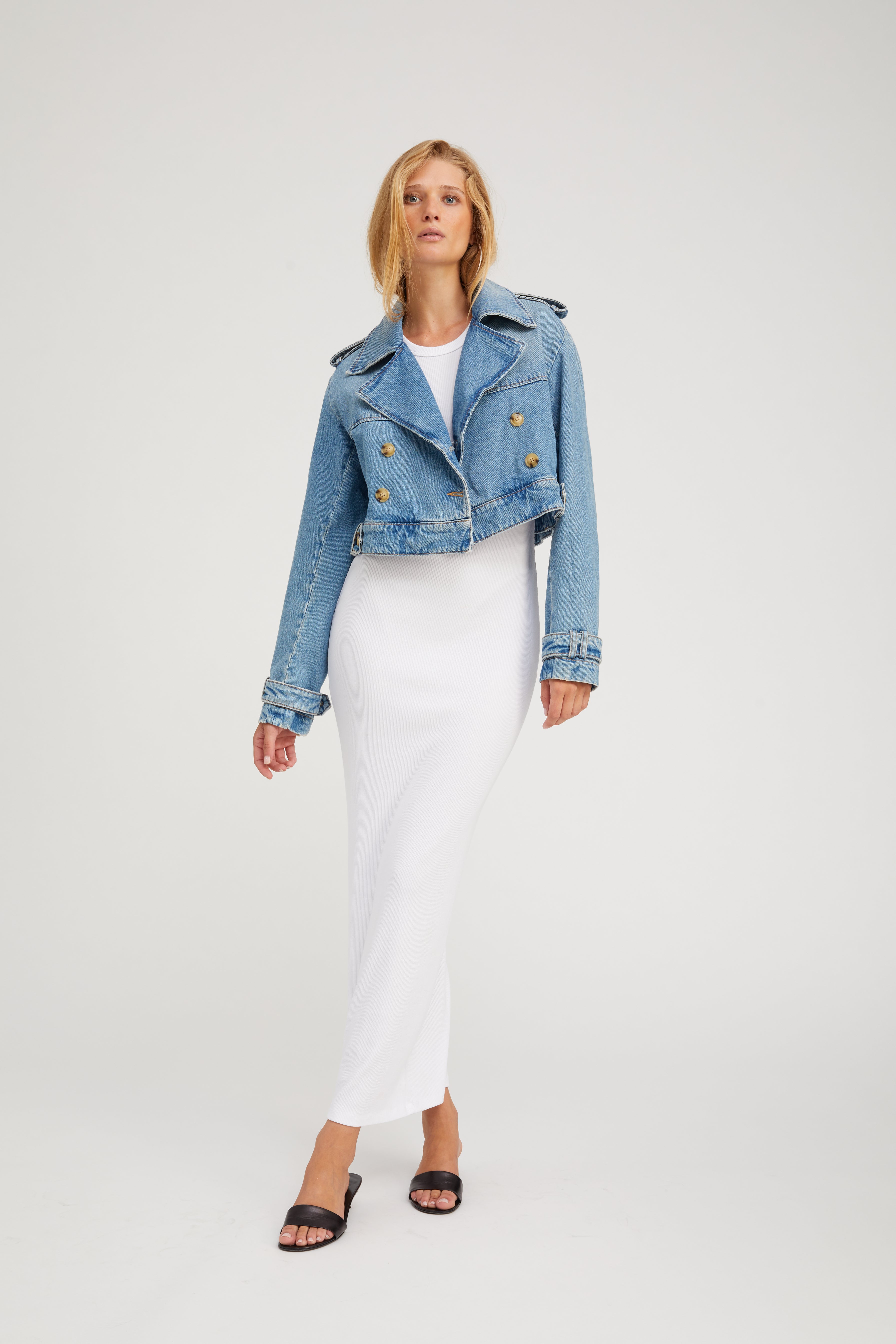 Paradis Cropped Denim Trench