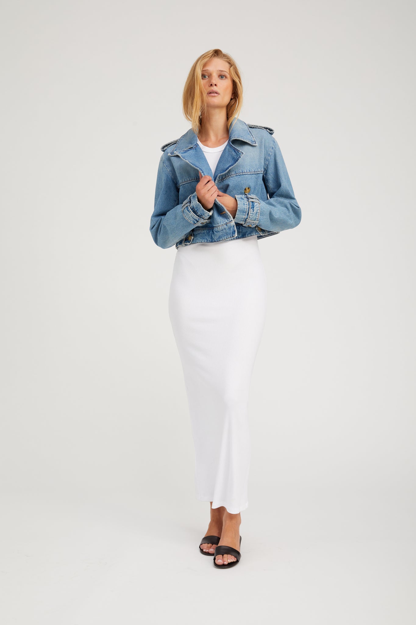 Paradis Cropped Denim Trench