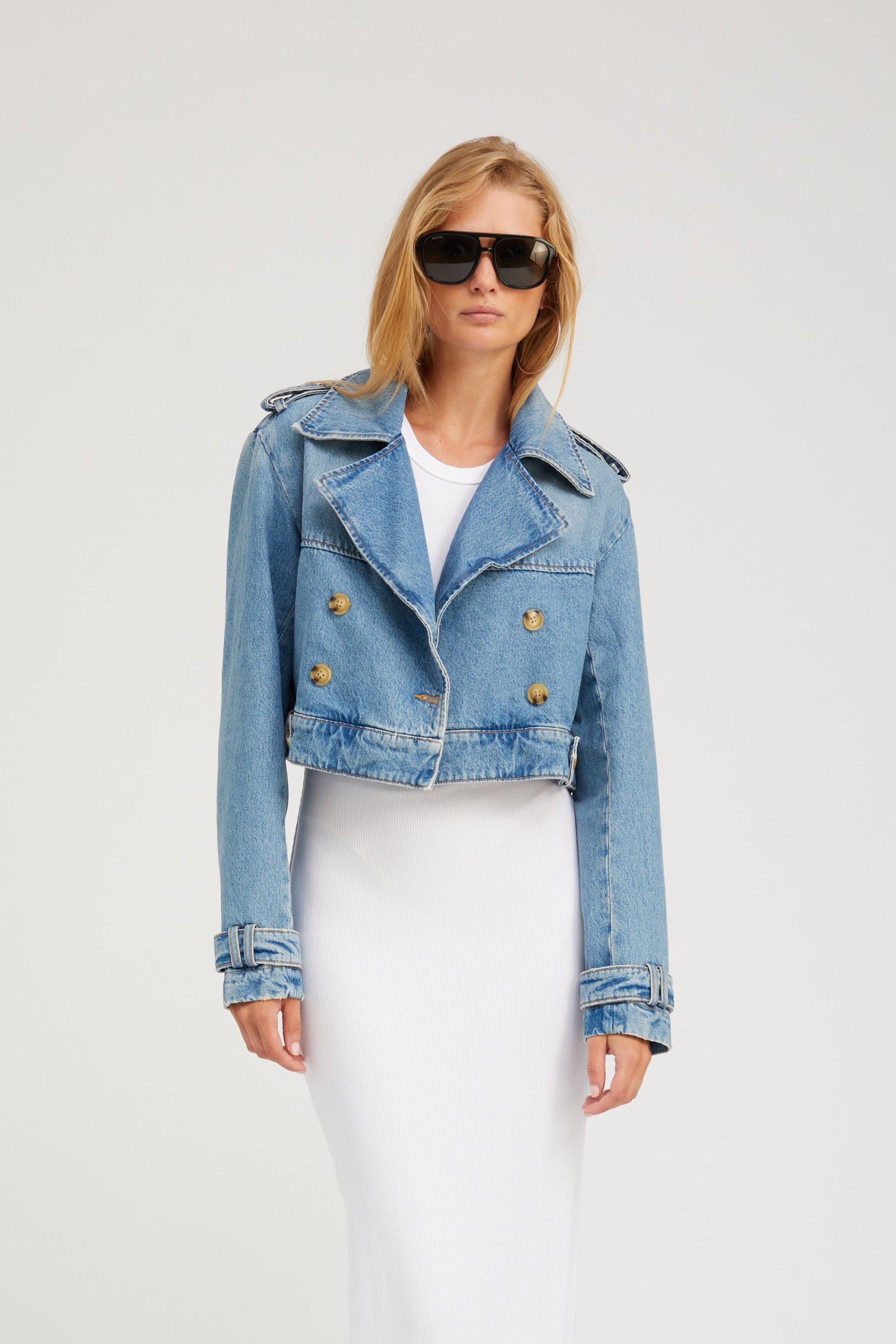 Paradis Cropped Denim Trench