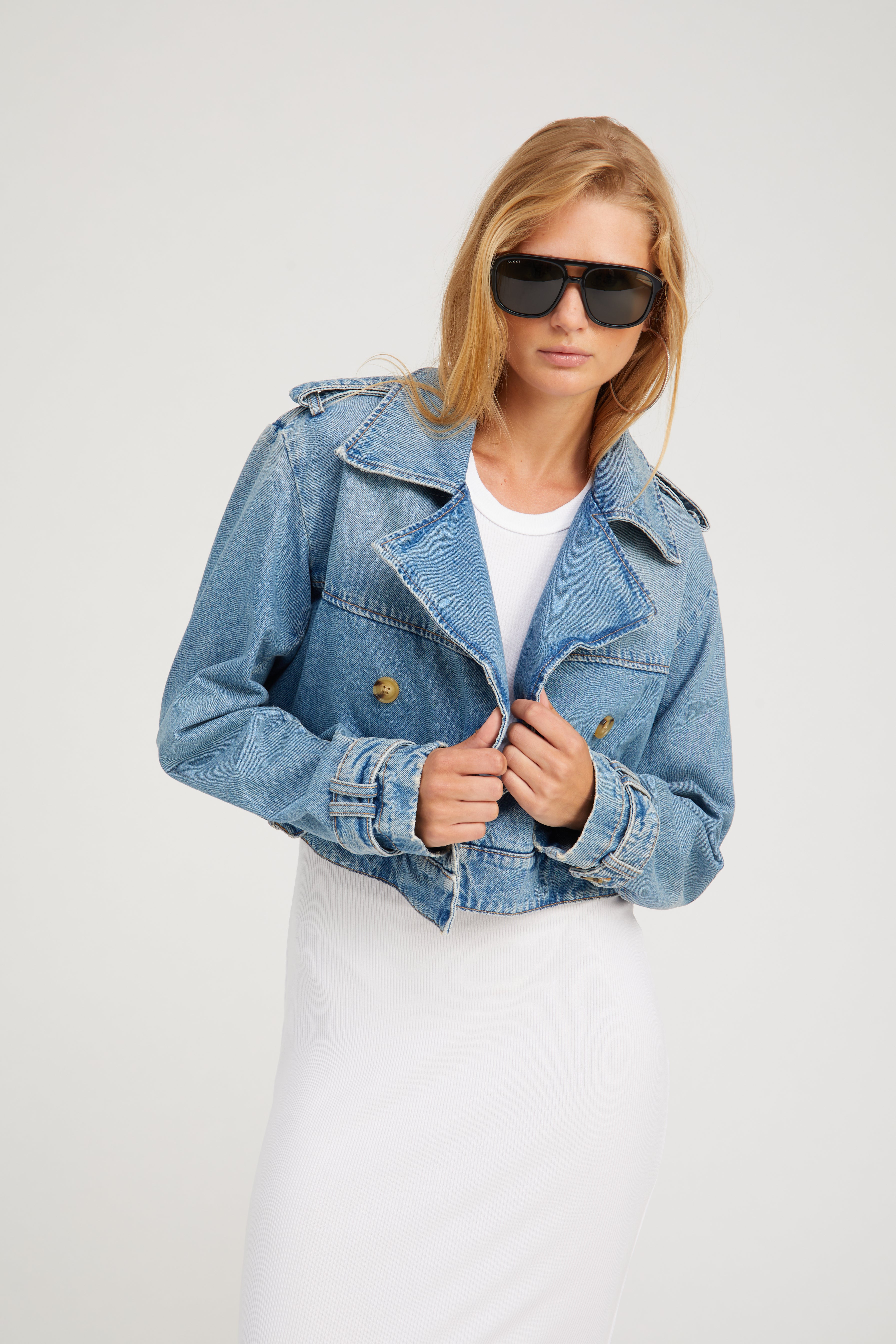 Paradis Cropped Denim Trench