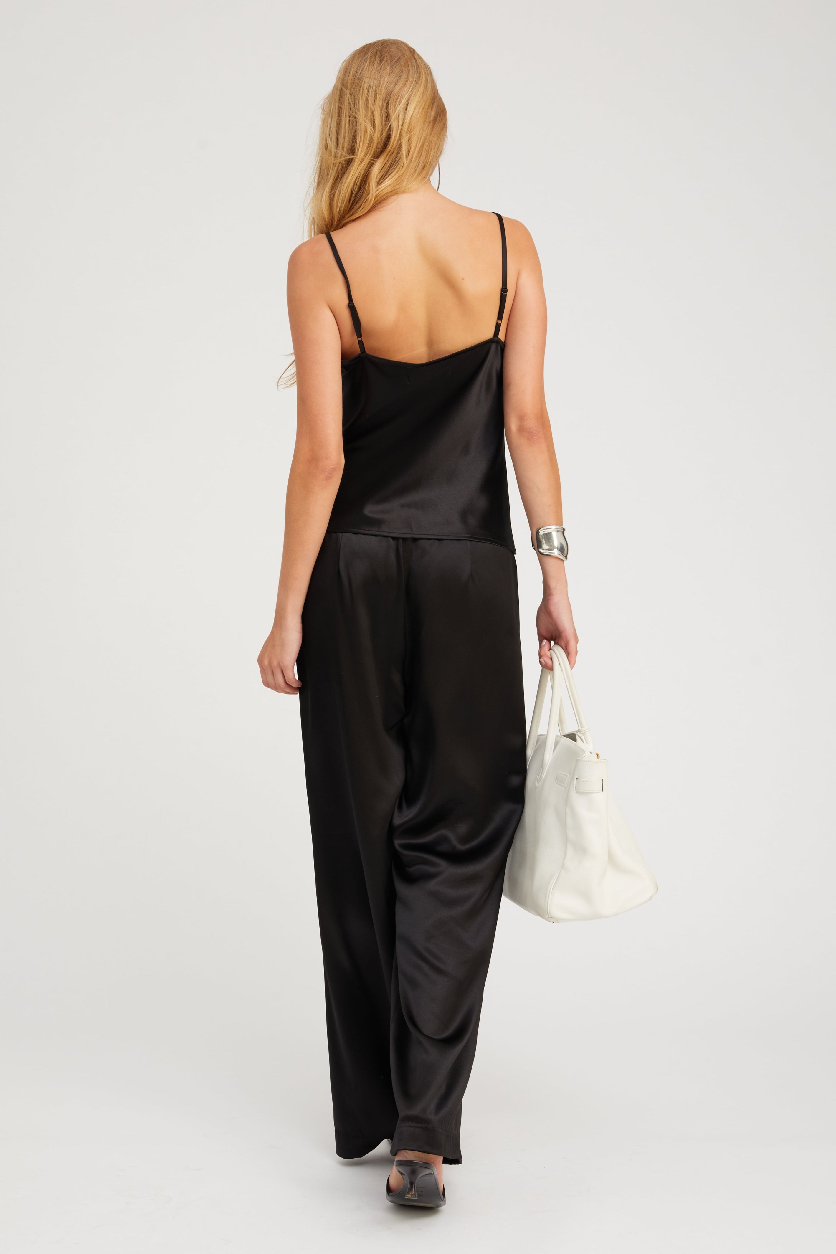 Black Silk Spaghetti Strap Cami
