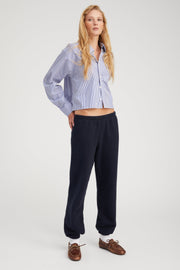 Navy Cotton Mini Logo Sweatpants