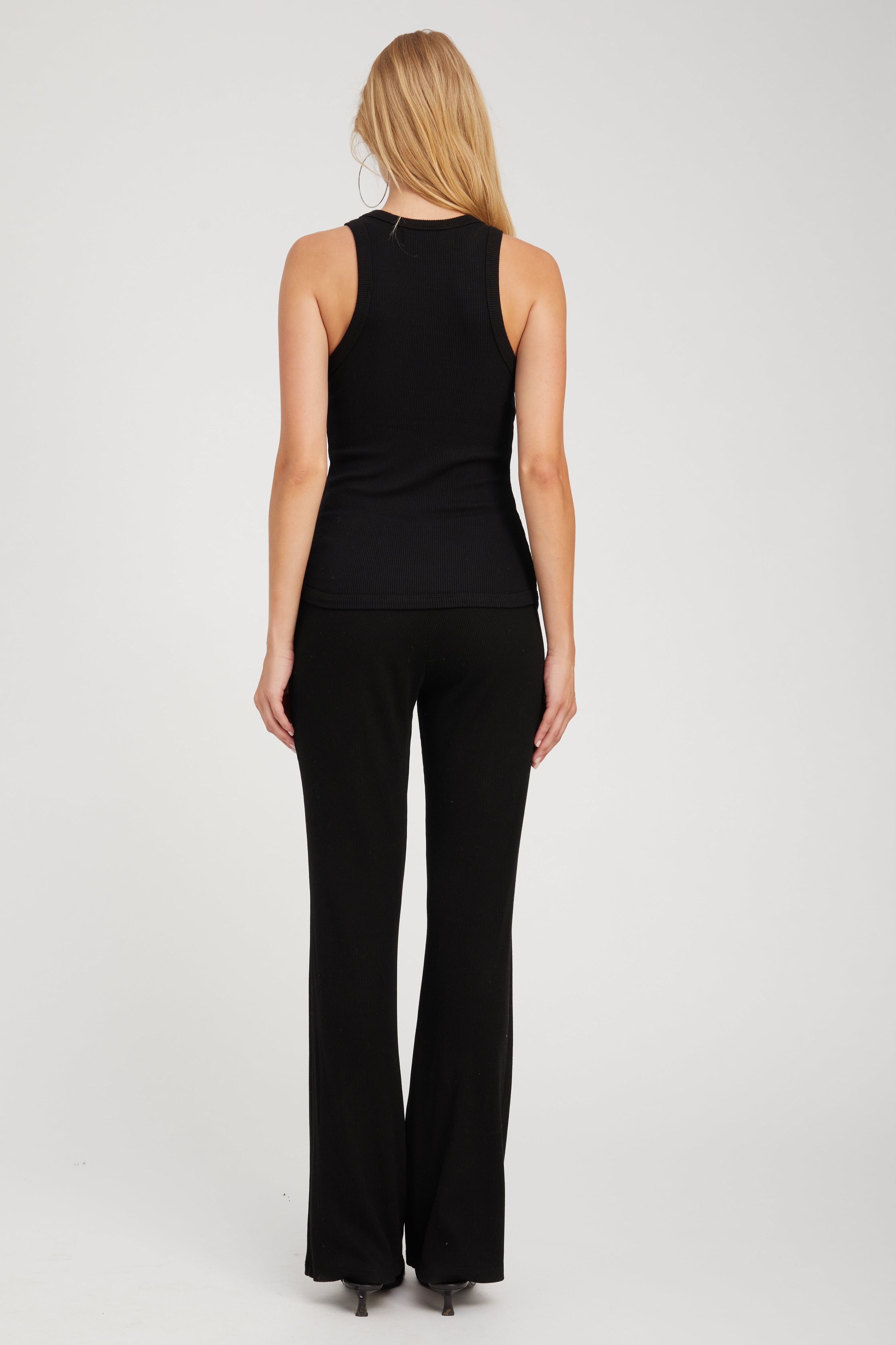 Black Rib Bootcut Pants