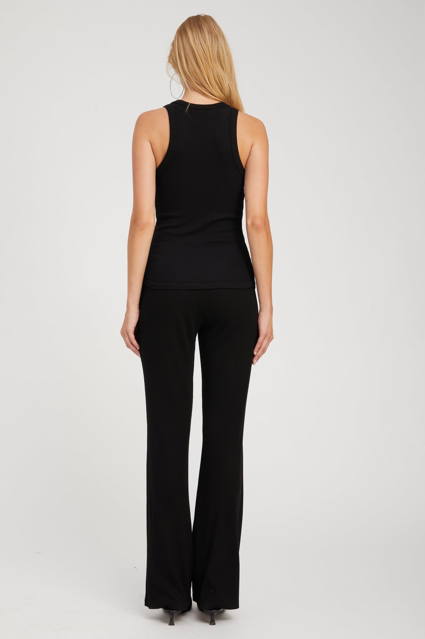 Black Rib Bootcut Pants