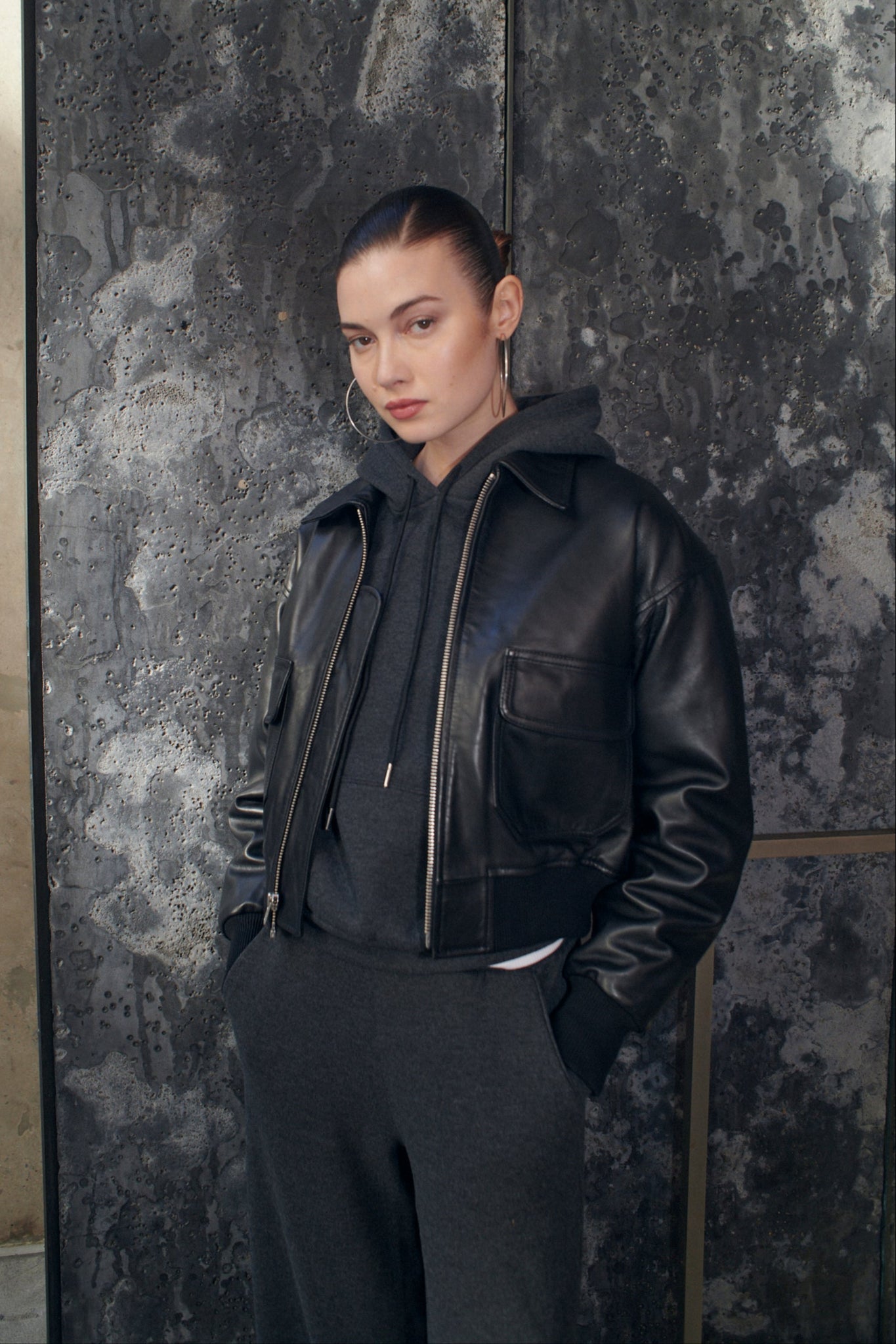 Charcoal Shrunken Hoodie