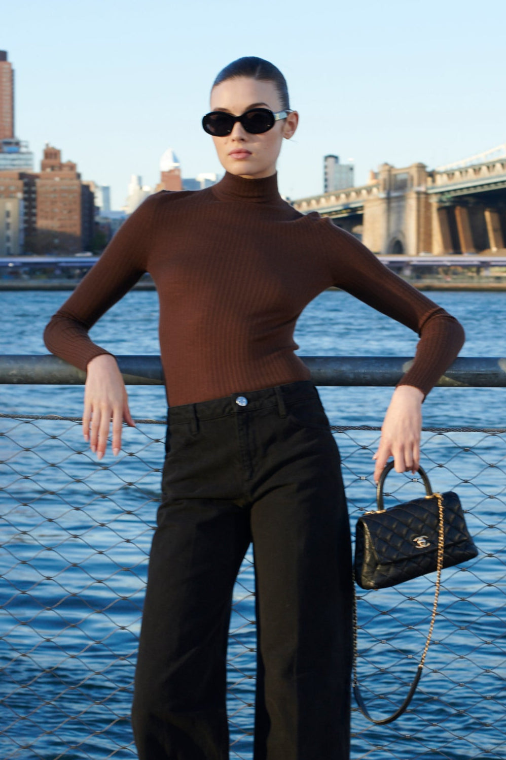 Chocolate Cashmere Mock Neck