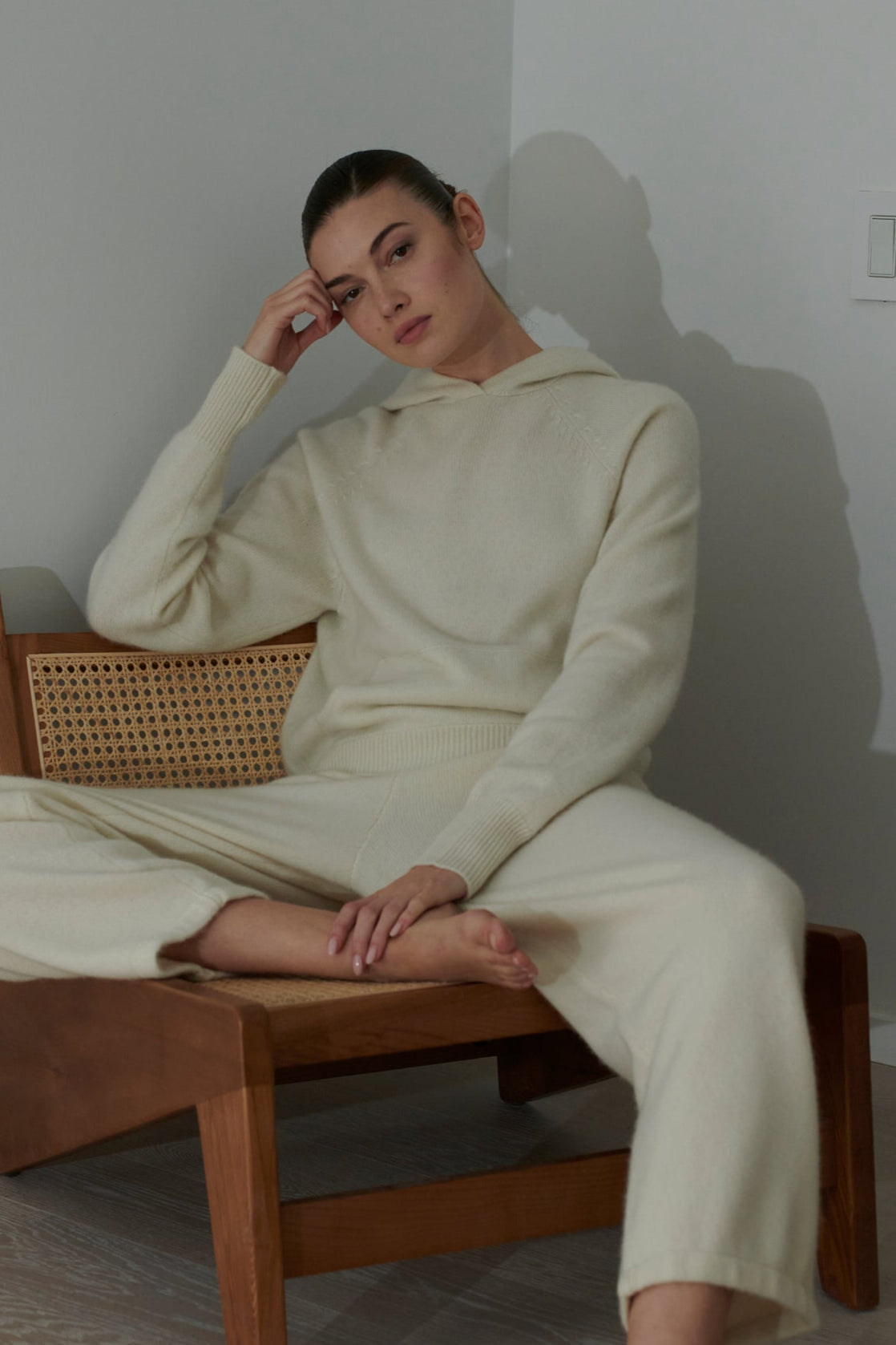 Ivory Cashmere Hoodie