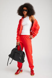 Red Cotton Mini Logo Sweatpants