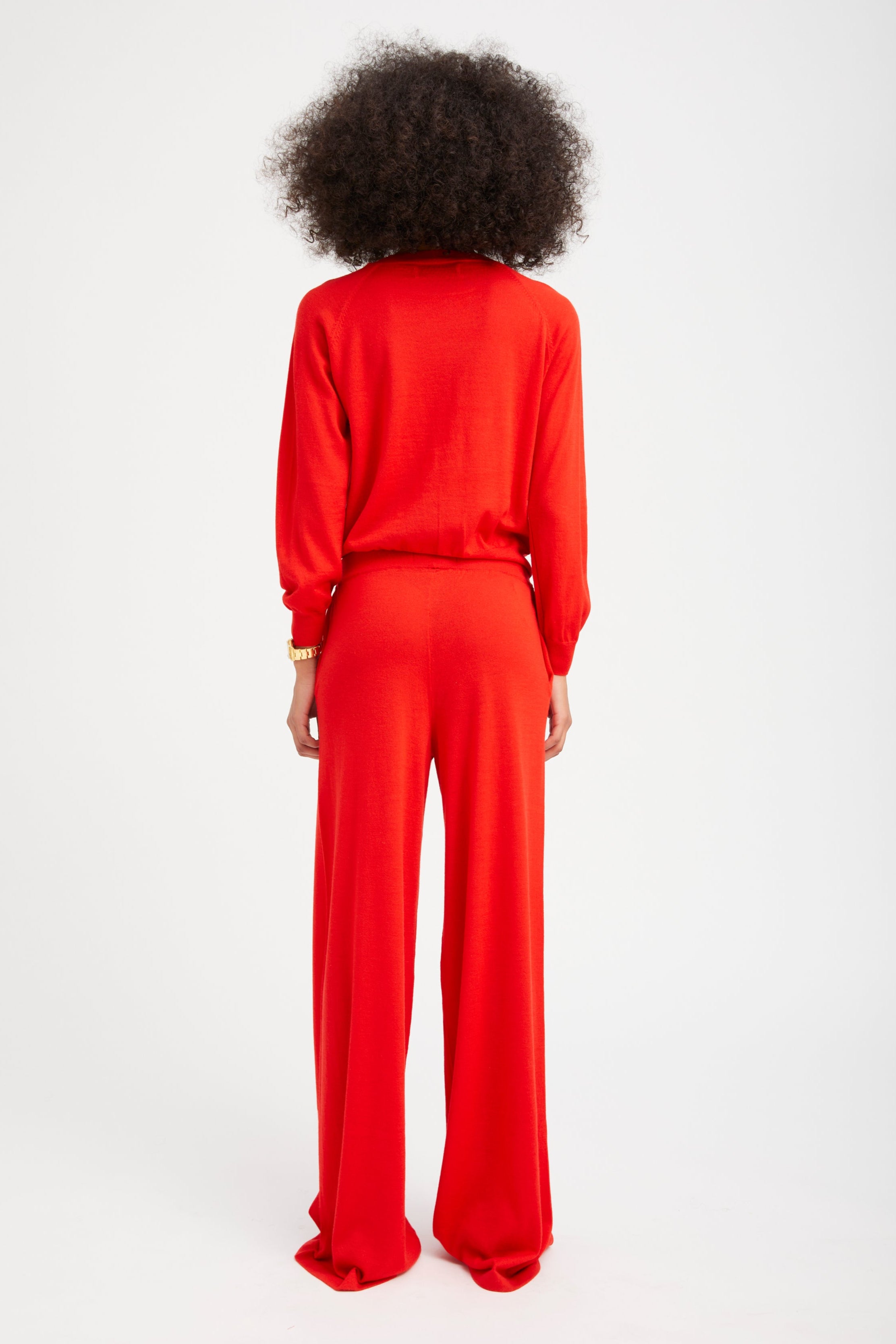 Red Cashmere Wide Leg Pants