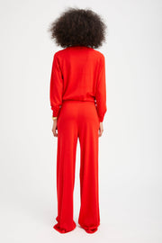 Red Cashmere Wide Leg Pants
