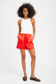 Red Silk Culotte Shorts