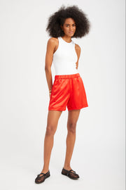 Red Silk Culotte Shorts