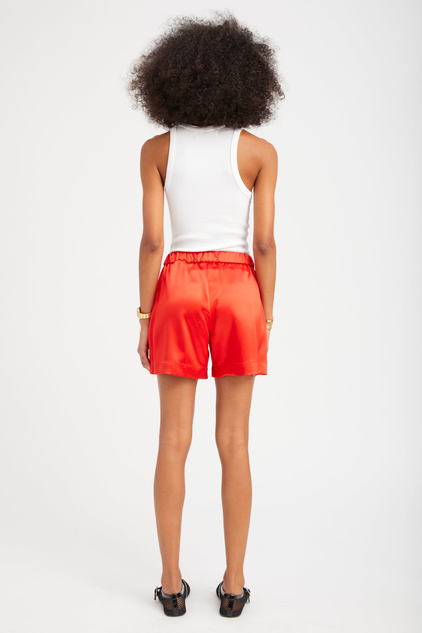 Red Silk Culotte Shorts