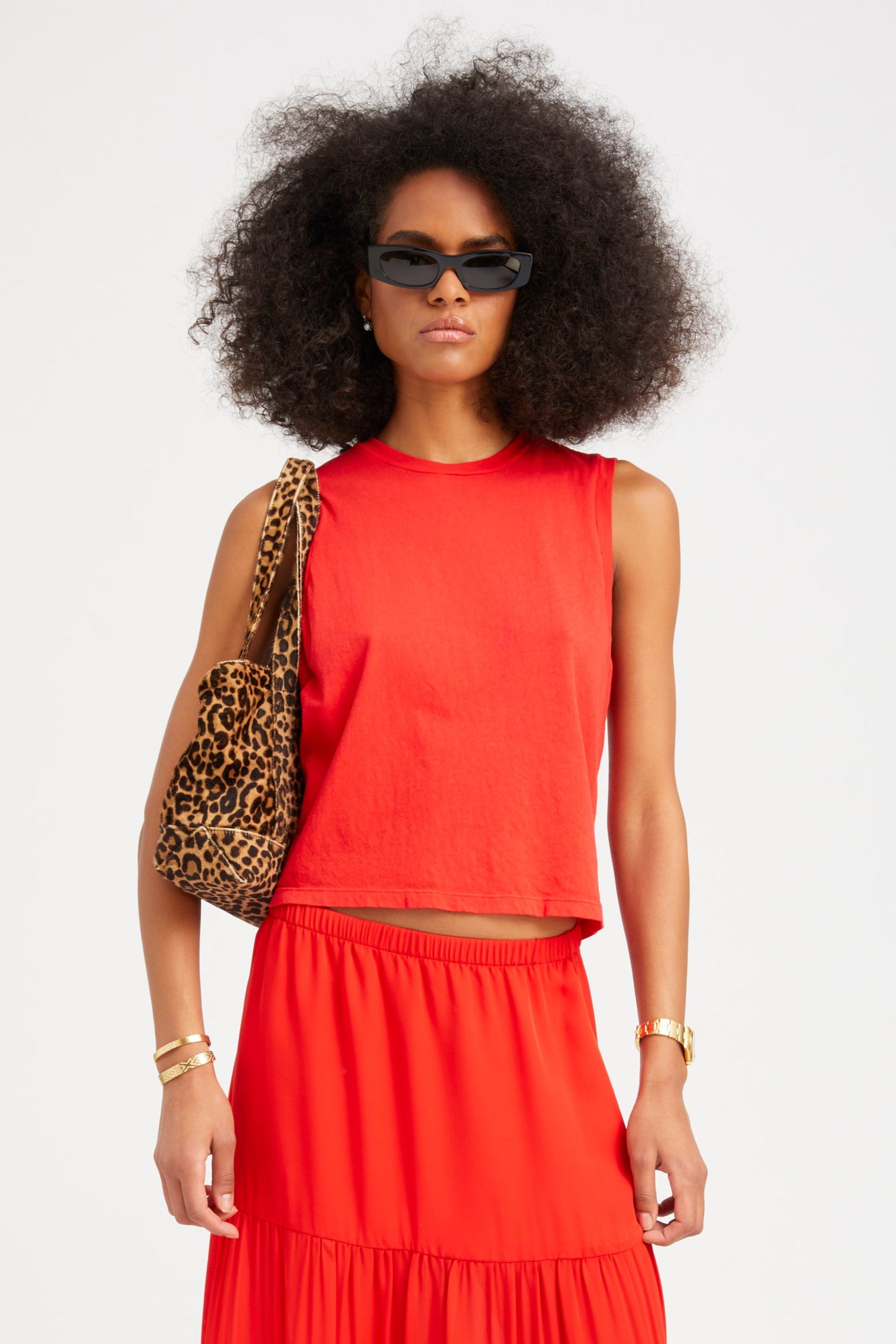 Red Cotton Muscle Tee