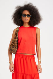 Red Cotton Muscle Tee