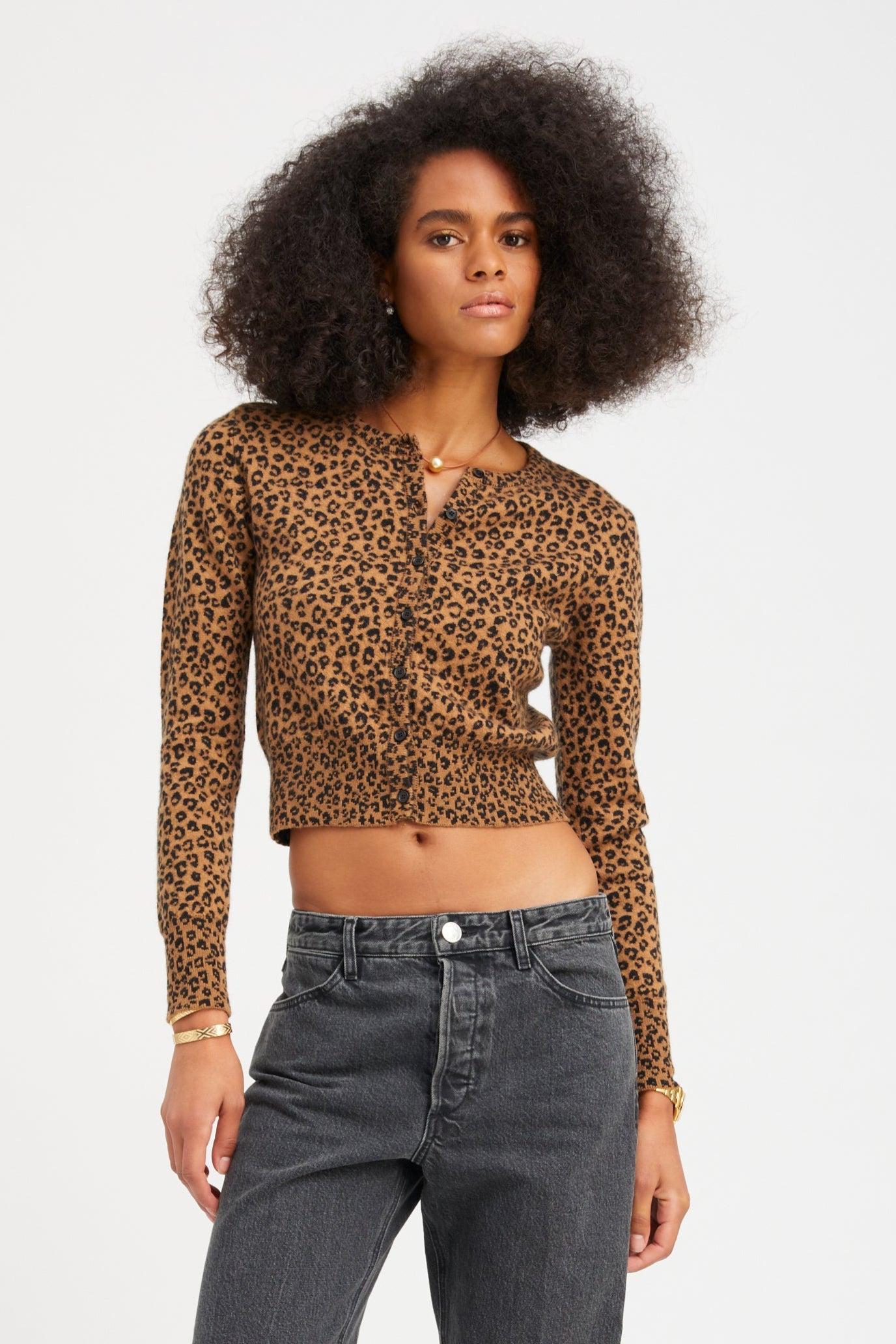 Leopard Fine Cashmere Baby Cardigan