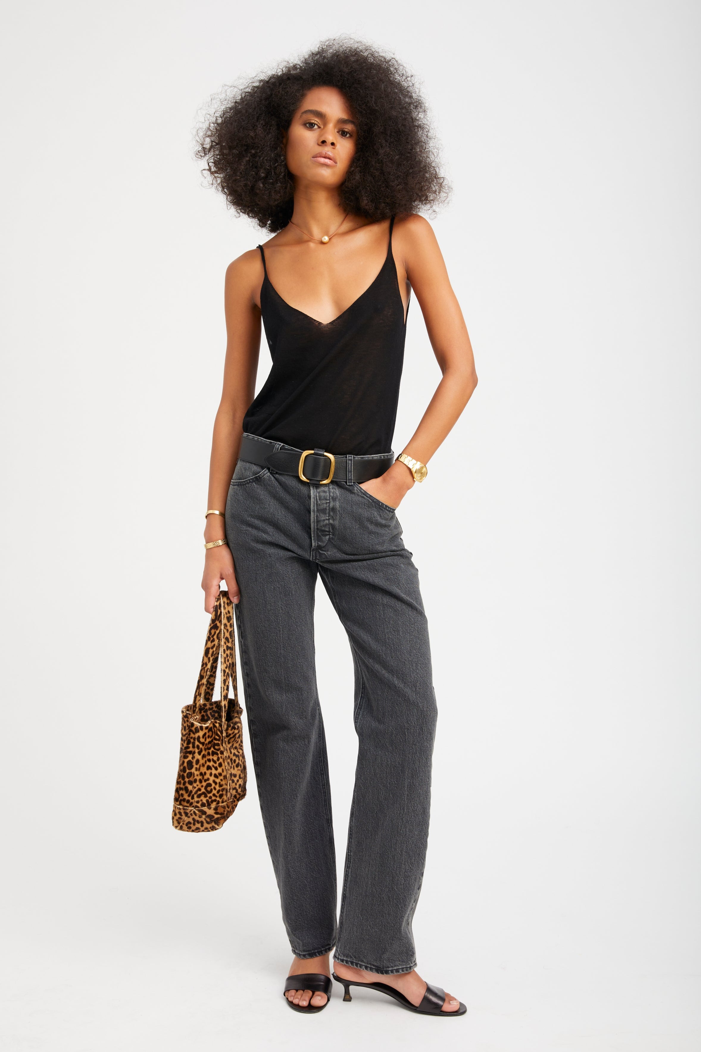 Black Tissue Cashmere Tank