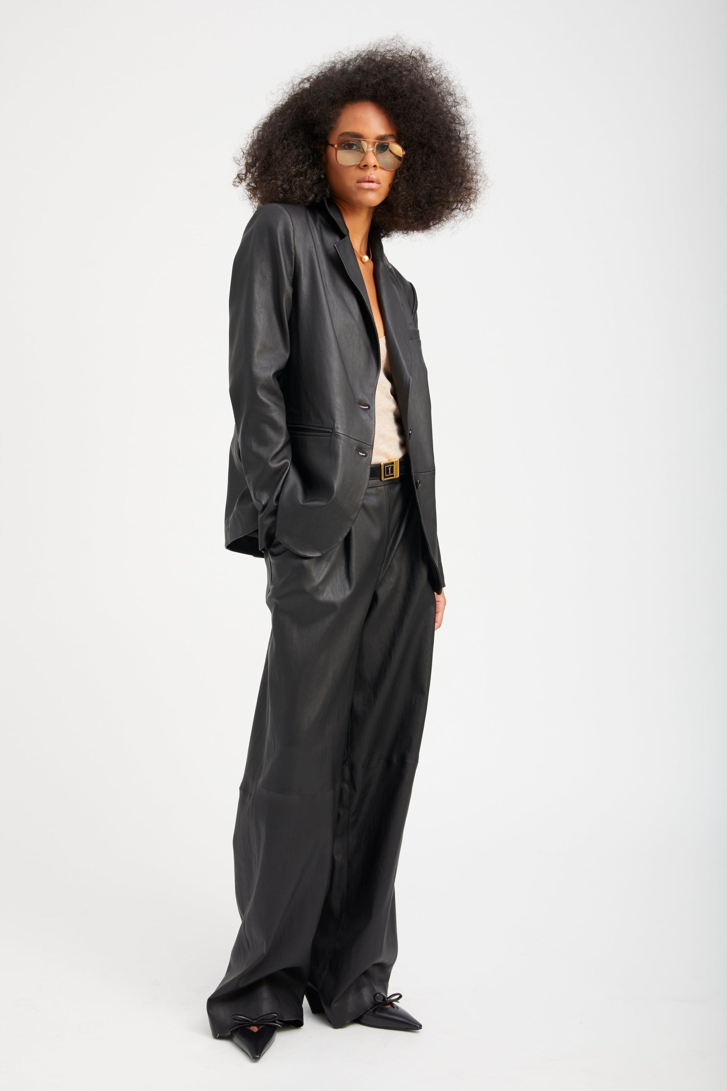 Black Leather Classic Blazer