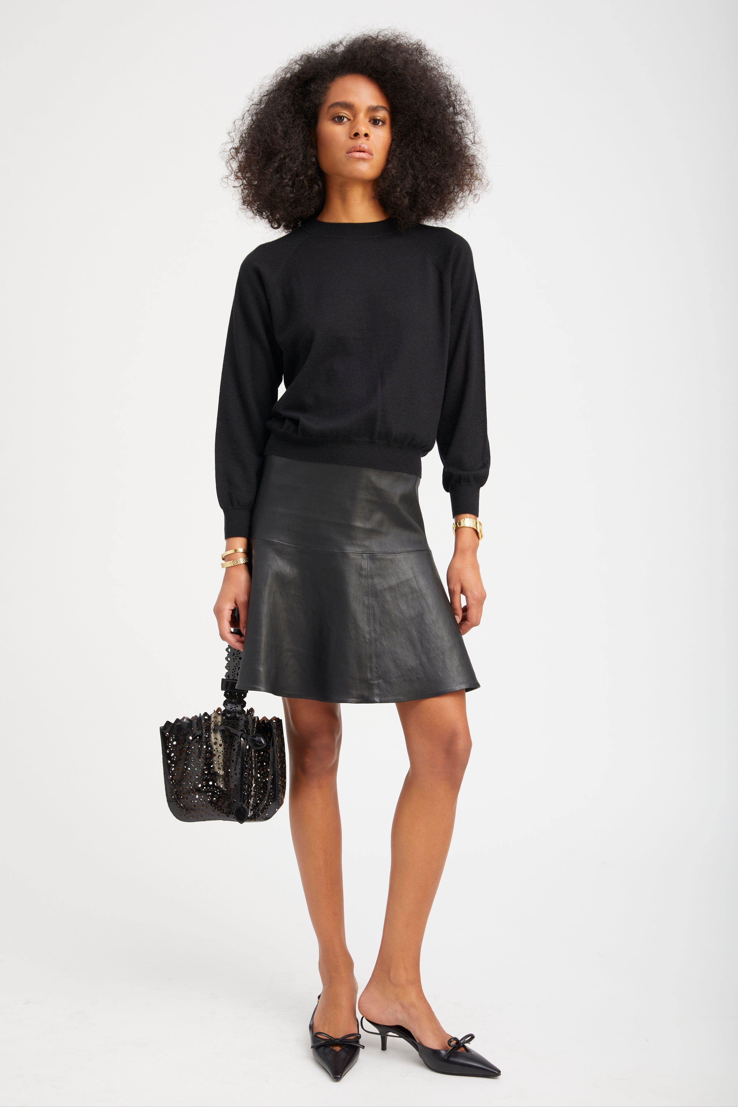 Black Leather Jane Skirt