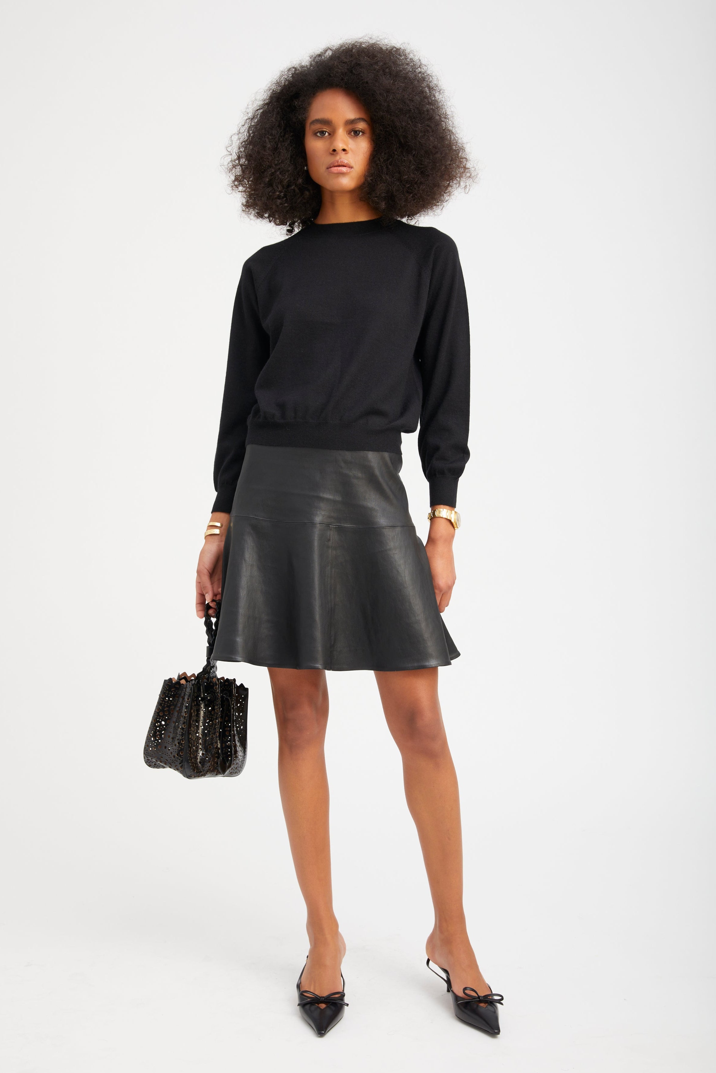 Black Leather Jane Skirt