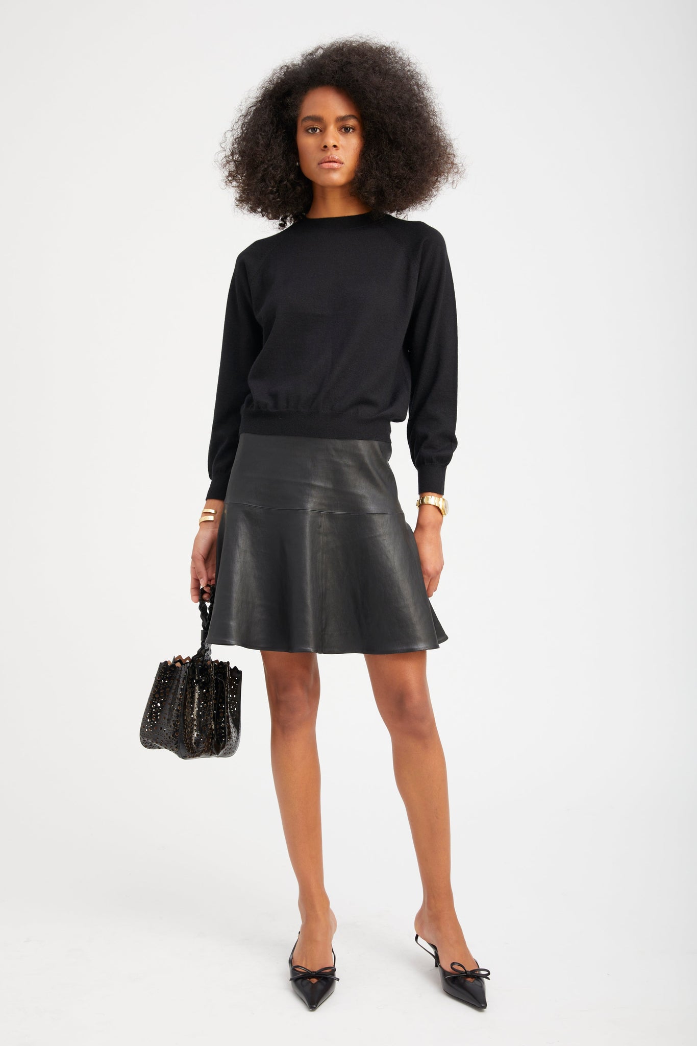 Black Leather Jane Skirt