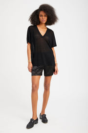 Black Silk Culotte Shorts