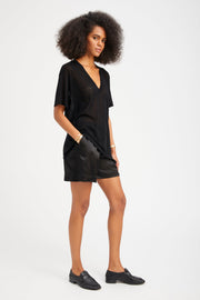 Black Tissue Cashmere Tee