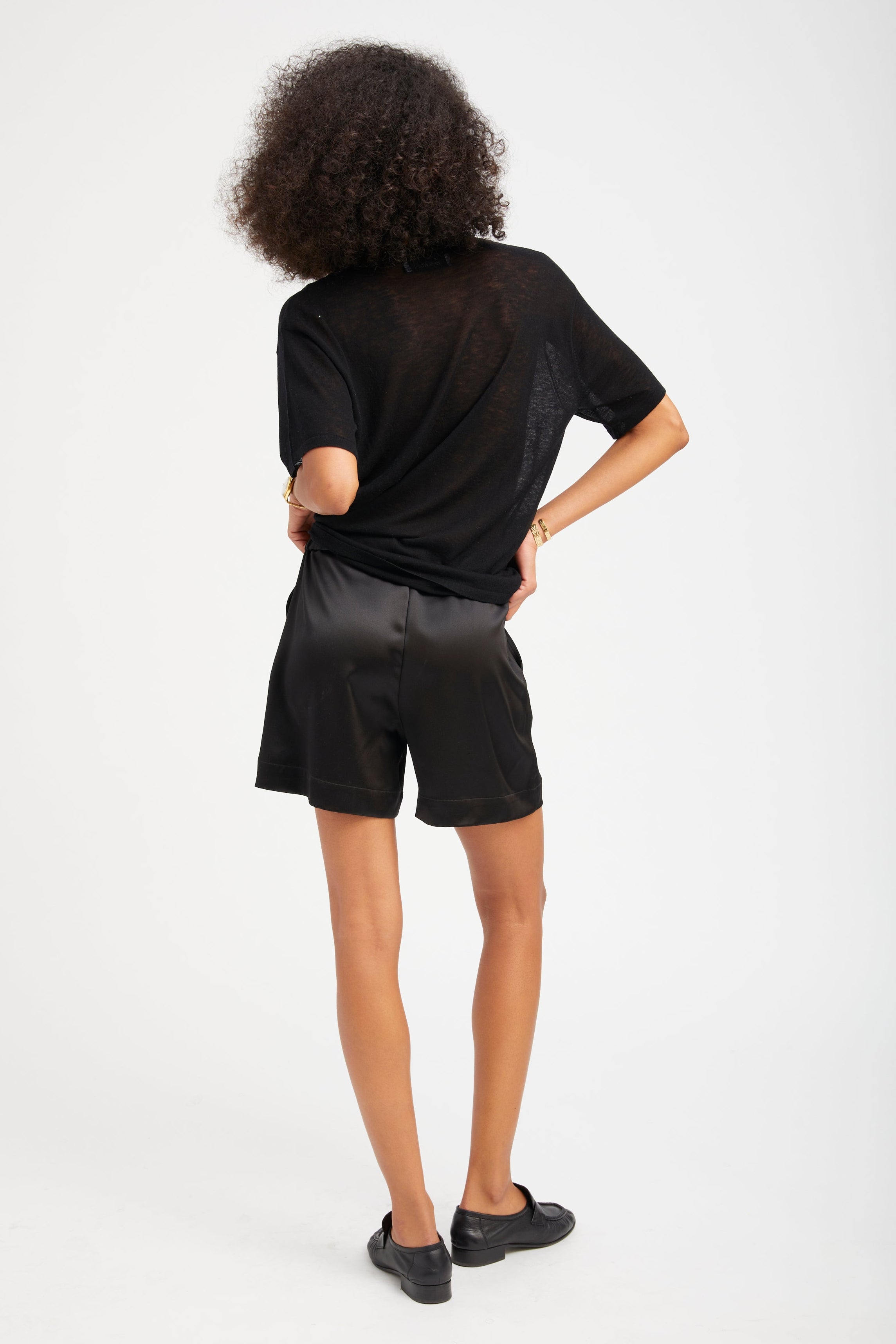 Black Tissue Cashmere Tee