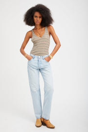 Truffle Striped Pointelle Tank