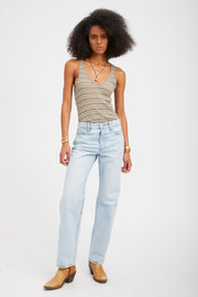 Truffle Striped Pointelle Tank